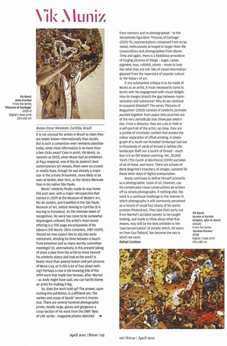 Vik Muniz: frieze, Issue 130, April 2010